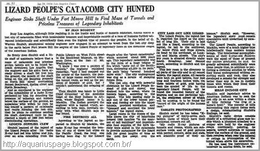 Cidade Reptiliana em Jornal Cidade Reptiliana em Jornal incrível notícia veiculada no los angeles times.