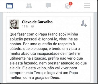 Critica Anticrista Olavo Carvalho Papa Franscisco aos idiotas inimigos da verdade.
