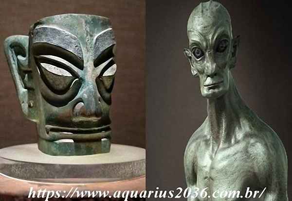Alienigenas em Reliquias Sanxingdui China sanxingdui - cidade antiga da china e a possível interação alienígena.