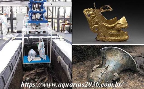 Mascaras de Bronze Outros Artefatos nas Ruinas Sanxingdui novas descoberta sobre sanxingdui.